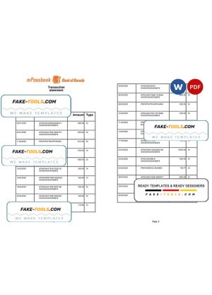 India Bank of Baroda mPassbook bank transaction statement, Word and PDF template, 4 pages India Bank of Baroda mPassbook bank transaction statement, Word and PDF template, 4 pages