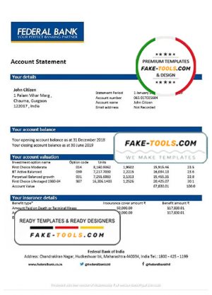 India Federal Bank proof of address statement template in Word and PDF format, .doc and .pdf format India Federal Bank proof of address statement template in Word and PDF format, .doc and .pdf format