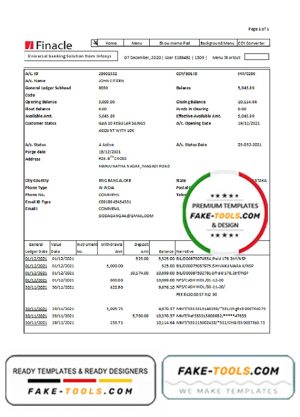 India Finacle bank statement easy to fill template in Excel and PDF format India Finacle bank statement easy to fill template in Excel and PDF format