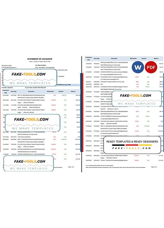 India HDFC bank statement Word and PDF template, 5 pages India HDFC bank statement Word and PDF template, 5 pages India HDFC bank statement Word and PDF template, 5 pages