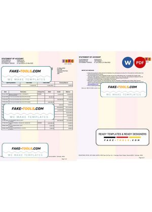 India IDFC bank statement Word and PDF template, 2 pages, version 2