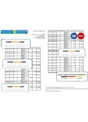 India Maharashtra bank statement, Word and PDF template, 2 pages