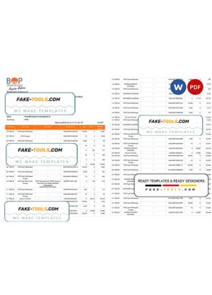 India The Bank of Punjab (BOP) account statement Word and PDF template, 3 pages