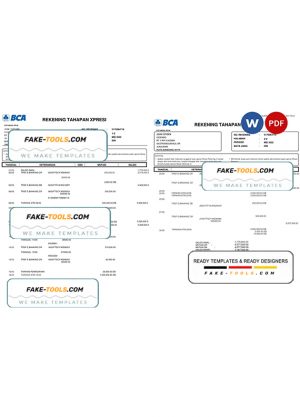 Indonesia BCA bank statement, Word and PDF template, 2 pages Indonesia BCA bank statement, Word and PDF template, 2 pages