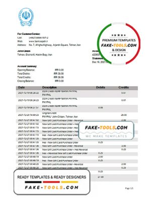 Iran Bank Sepah proof of address bank statement template in Word and PDF format Iran Bank Sepah proof of address bank statement template in Word and PDF format