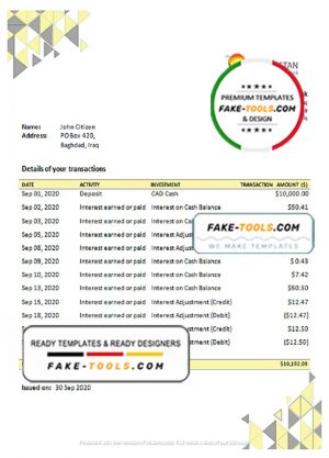 Iraq Kurdistan International Bank proof of address statement template in Word and PDF format Iraq Kurdistan International Bank proof of address statement template in Word and PDF format