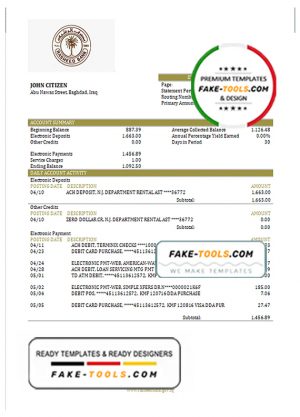 Iraq Rasheed proof of address bank statement in Word and PDF format Iraq Rasheed proof of address bank statement in Word and PDF format