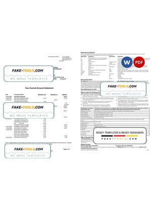 Ireland Bank of Ireland bank statement, Word and PDF template, 2 pages Ireland Bank of Ireland bank statement, Word and PDF template, 2 pages