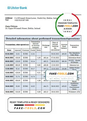 Ireland Ulster proof of address bank statement in Word and PDF format Ireland Ulster proof of address bank statement in Word and PDF format