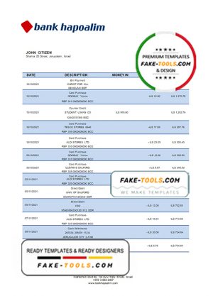 Israel Hapoalim proof of address bank statement template in Word and PDF format Israel Hapoalim proof of address bank statement template in Word and PDF format