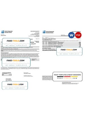 Italy American Express Amex bank card statement Word and PDF template, 3 pages Italy American Express Amex bank card statement Word and PDF template, 3 pages