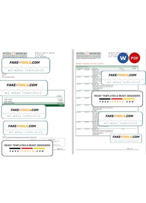 Italy Intesa Sanpaolo bank statement Word and PDF template, 2 pages Italy Intesa Sanpaolo bank statement Word and PDF template, 2 pages