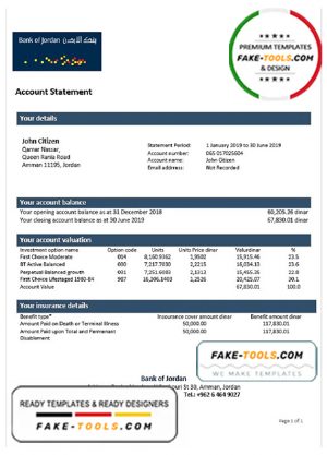 Jordan Bank of Jordan proof of address bank statement template in Word and PDF format Jordan Bank of Jordan proof of address bank statement template in Word and PDF format