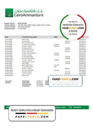 Jordan Cairo Amman proof of address bank statement template in Word and PDF format Jordan Cairo Amman proof of address bank statement template in Word and PDF format