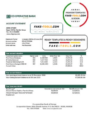 Kenya Co-Operative Bank proof of address statement template in Word and PDF format, .doc and .pdf format Kenya Co-Operative Bank proof of address statement template in Word and PDF format, .doc and .pdf format