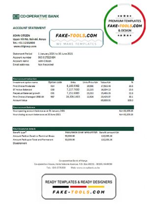 Kenya Co-operative Bank of Kenya bank statement easy to fill template in Excel and PDF format Kenya Co-operative Bank of Kenya bank statement easy to fill template in Excel and PDF format