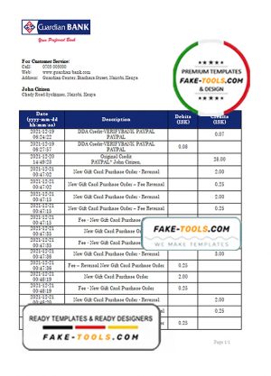 Kenya Guardian Bank proof of address statement template in Word and PDF format, .doc and .pdf format Kenya Guardian Bank proof of address statement template in Word and PDF format, .doc and .pdf format