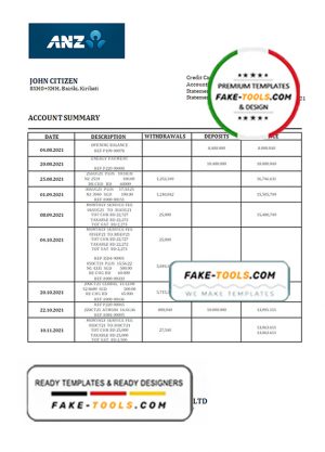 Kiribati ANZ bank statement template in Word and PDF format, fully editable Kiribati ANZ bank statement template in Word and PDF format, fully editable