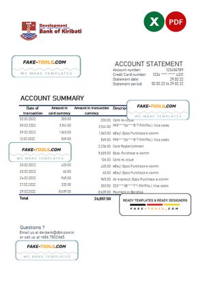Kiribati Development Bank of Kiribati Excel and PDF template Kiribati Development Bank of Kiribati Excel and PDF template