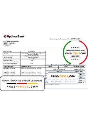 Kyrgyzstan Optima bank statement template in Word and PDF format Kyrgyzstan Optima bank statement template in Word and PDF format