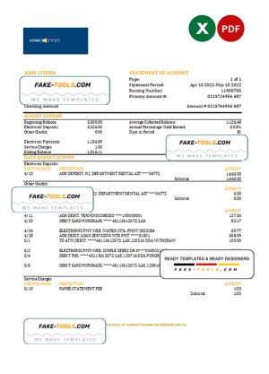 Laos LCNB bank statement Excel and PDF template Laos LCNB bank statement Excel and PDF template
