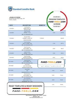 Lesotho Standard Lesotho Bank statement template in Word and PDF format Lesotho Standard Lesotho Bank statement template in Word and PDF format