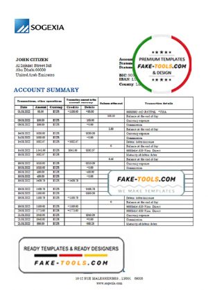 Luxembourg Sogexia Bank statement template in Word and PDF format Luxembourg Sogexia Bank statement template in Word and PDF format