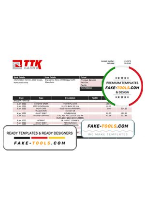 Macedonia TTK bank statement template in Word and PDF format Macedonia TTK bank statement template in Word and PDF format
