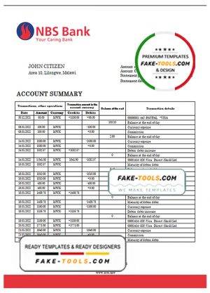 Malawi NBS bank statement template in Word and PDF format Malawi NBS bank statement template in Word and PDF format