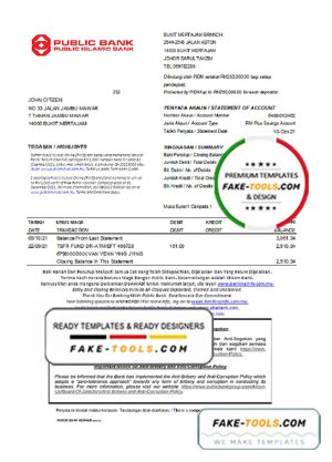 Malaysia Public Bank statement easy to fill template in Excel and PDF format