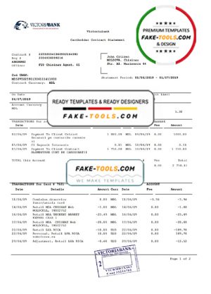 Moldova Victoriabank proof of address statement template in Word and PDF format Moldova Victoriabank proof of address statement template in Word and PDF format