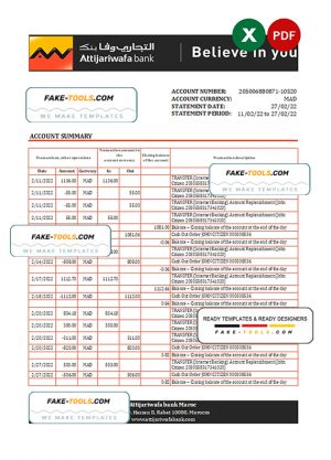 Morocco Attijariwafa bank statement Excel and PDF template Morocco Attijariwafa bank statement Excel and PDF template