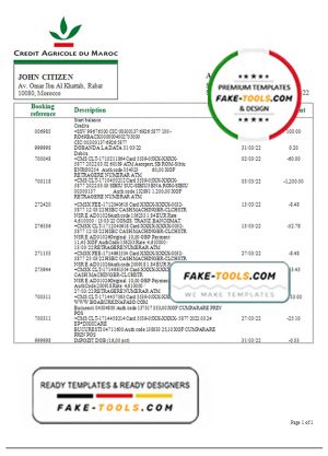 Morocco Credit Agricole bank statement template in Word and PDF format Morocco Credit Agricole bank statement template in Word and PDF format