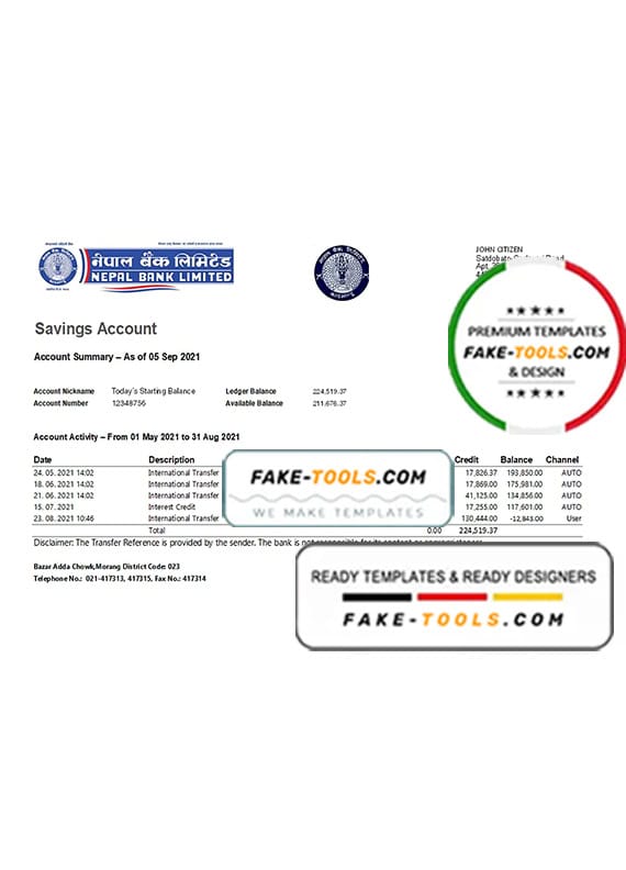 Nepal Bank Nepal bank statement easy to fill template in Excel and PDF format Nepal Bank Nepal bank statement easy to fill template in Excel and PDF format