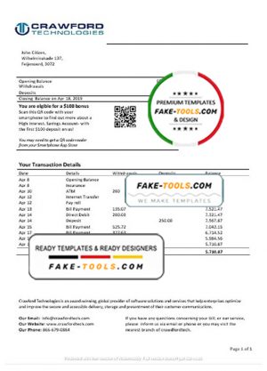 Netherlands (Holland) Crawford Technologies bank statement template in Word and PDF format Netherlands (Holland) Crawford Technologies bank statement template in Word and PDF format