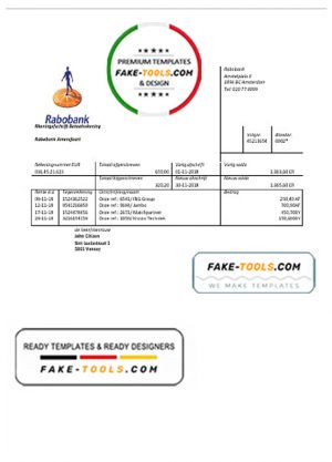 Netherlands Rabobank bank statement easy to fill template in Word and PDF format Netherlands Rabobank bank statement easy to fill template in Word and PDF format