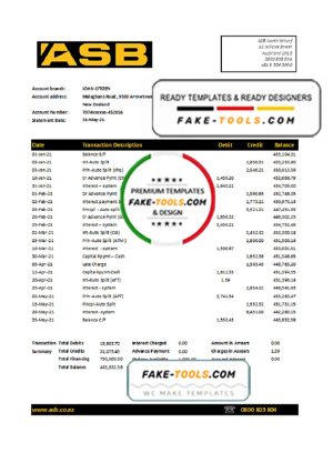 New Zealand ASB Bank statement easy to fill template in Excel and PDF format