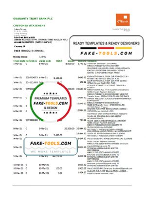 Nigeria GTBank proof of address bank statement template in Word and PDF format Nigeria GTBank proof of address bank statement template in Word and PDF format