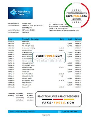 Nigeria Keystone Bank statement easy to fill template in .xls and .pdf file format Nigeria Keystone Bank statement easy to fill template in .xls and .pdf file format