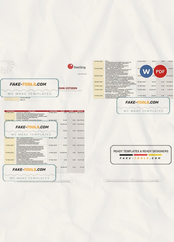 Nigeria Sterling bank statement Word and PDF template, 2 pages Nigeria Sterling bank statement Word and PDF template, 2 pages