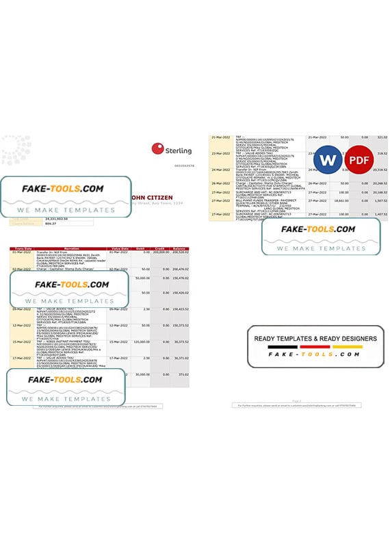 Nigeria Sterling bank statement Word and PDF template, 2 pages Nigeria Sterling bank statement Word and PDF template, 2 pages