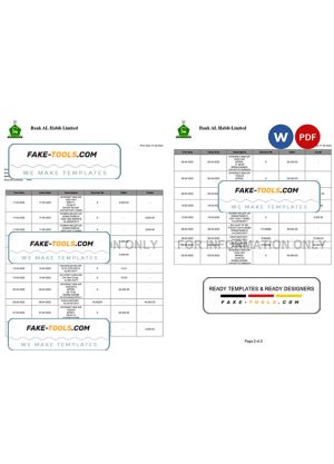 Pakistan Bank Al Habib bank statement, Word and PDF template, 2 pages Pakistan Bank Al Habib bank statement, Word and PDF template, 2 pages