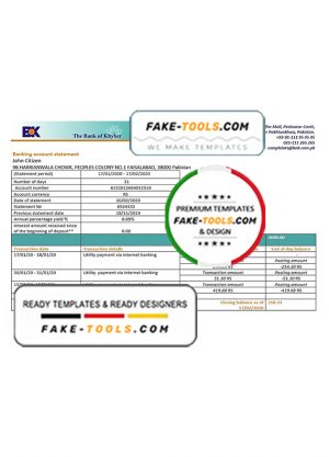 Pakistan The Bank of Khyber bank proof of address statement template in Word and PDF format, .doc and .pdf format Pakistan The Bank of Khyber bank proof of address statement template in Word and PDF format, .doc and .pdf format