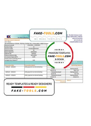 Pakistan The Bank of Khyber bank statement easy to fill template in Excel and PDF format Pakistan The Bank of Khyber bank statement easy to fill template in Excel and PDF format