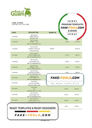 Palau Bank of Guam bank statement template in Word and PDF format Palau Bank of Guam bank statement template in Word and PDF format