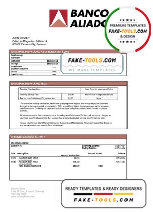 Panama Banco Aliado bank statement template, Word and PDF format (.doc and .pdf) Panama Banco Aliado bank statement template, Word and PDF format (.doc and .pdf)