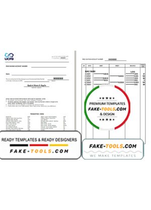 Philippines The United Coconut Planters Bank (UCPB) passbook template in .xls and .pdf file format