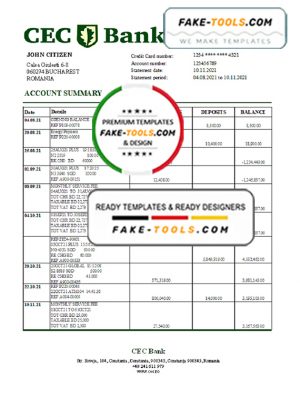 Romania CEC Bank statement easy to fill template in Excel and PDF format