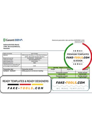 Romania Garanti BBVA bank proof of address statement template in Word and PDF format Romania Garanti BBVA bank proof of address statement template in Word and PDF format