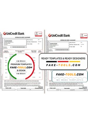 Romania UniCredit Bank statement template in Word and PDF format (2 pages) in Romanian and English languages Romania UniCredit Bank statement template in Word and PDF format (2 pages) in Romanian and English languages